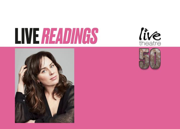 Live Readings and Live Theatre 50 logo and Jill Halfpenny photograph