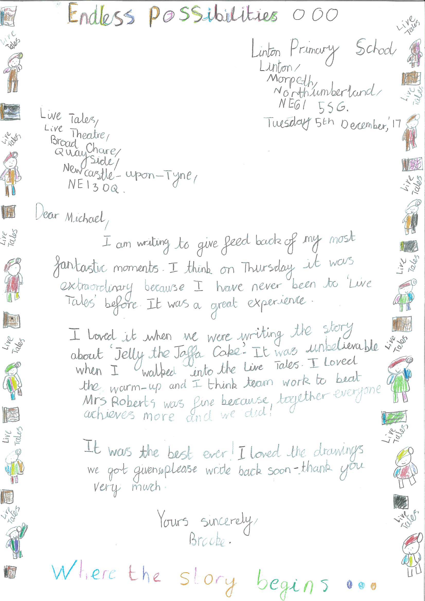 live tales workshops for ks2 newcastle live theatre live letter