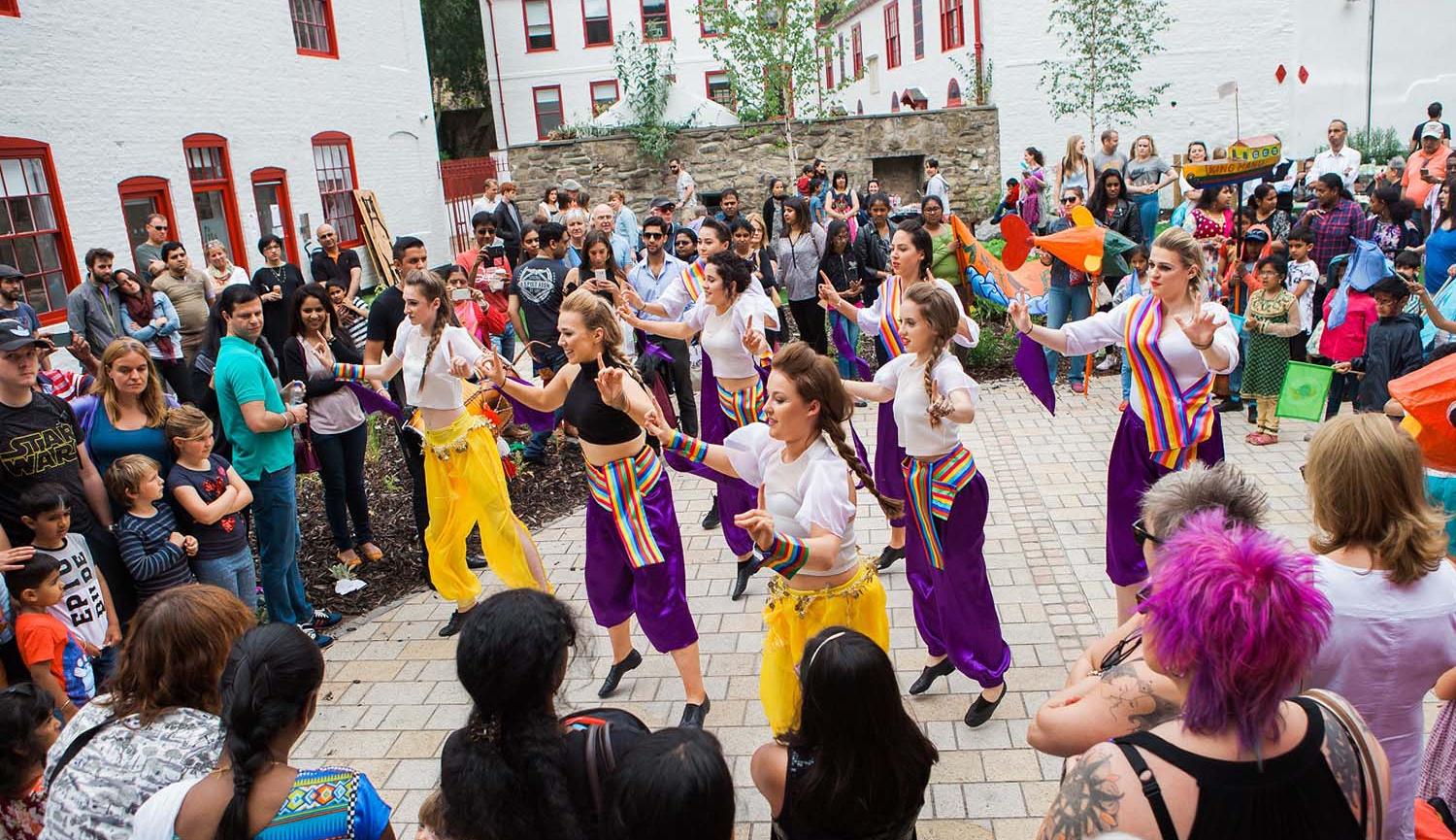 Crowd around Indian Dancers