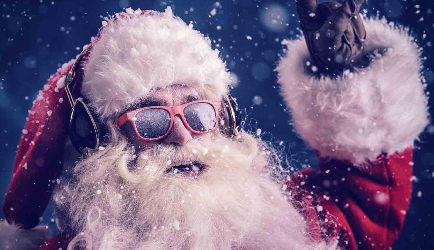 Mixtape Xmas image of father christmas wearing sunglasses