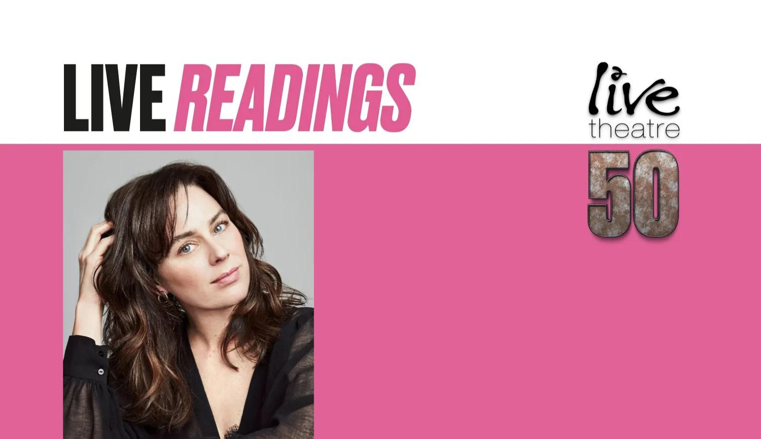 Live Readings and Live Theatre 50 logo and Jill Halfpenny photograph