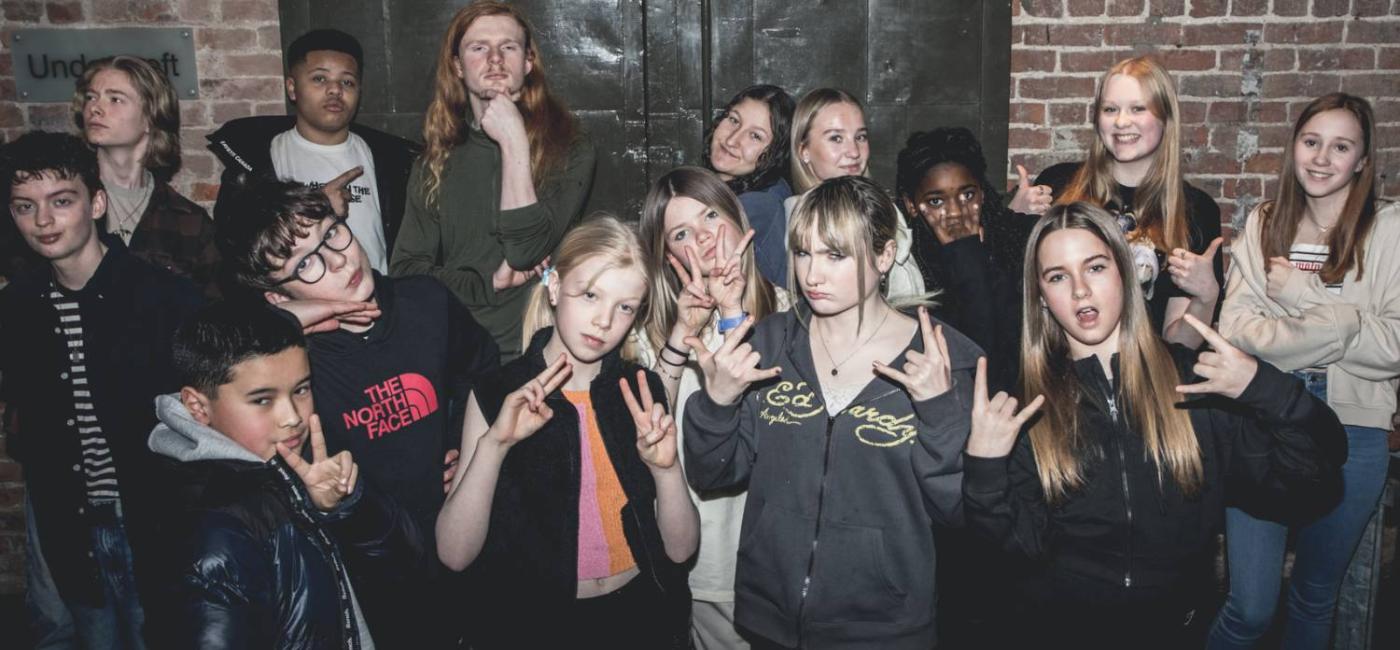 Photograph of a group of young people in Live Theatre bar