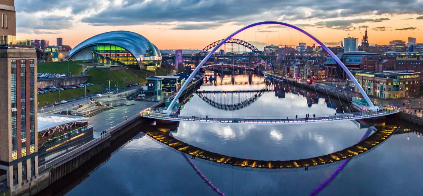 A photograph of the River Tyne and its bridges
