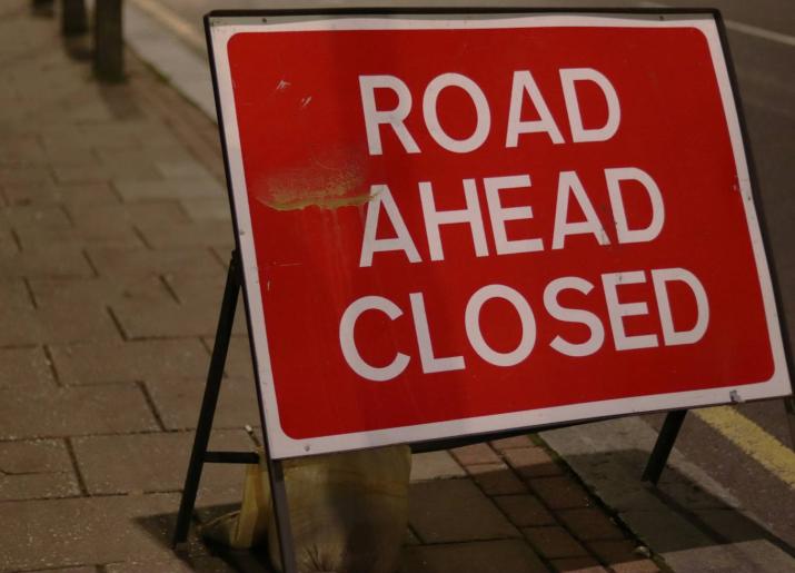 Road closed sign