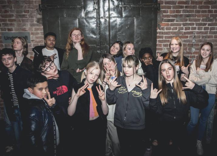 Photograph of a group of young people in Live Theatre bar