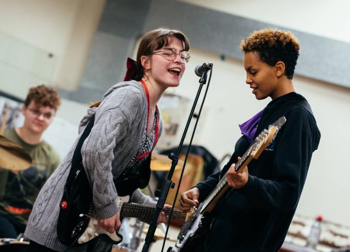 Bethany Morris, Elena Porter & Bridget Marumo in rehearsals for We Are The Best!