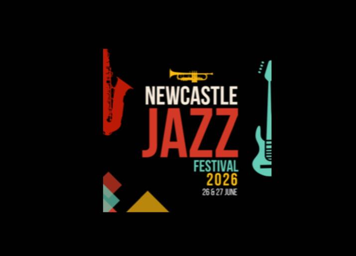 Newcastle Jazz Festival in text with illustrations of musical instruments