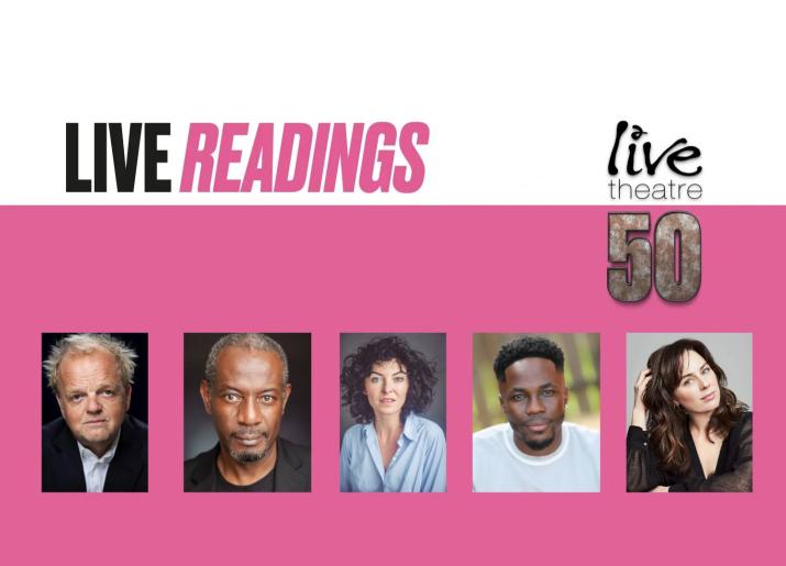 Live Readings with photographs of Toby Jones, Tyrone Huggins, Jessica Johnson, Kema Sikazwe, Jill Halfpenny
