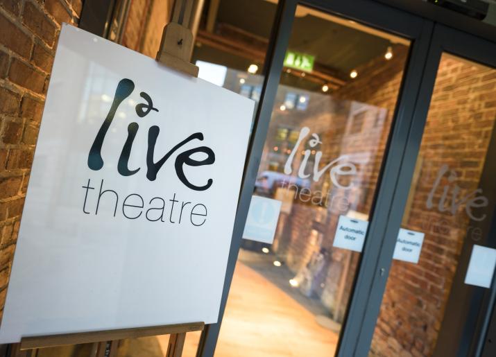 Automatic doors leading into Live Theatre building