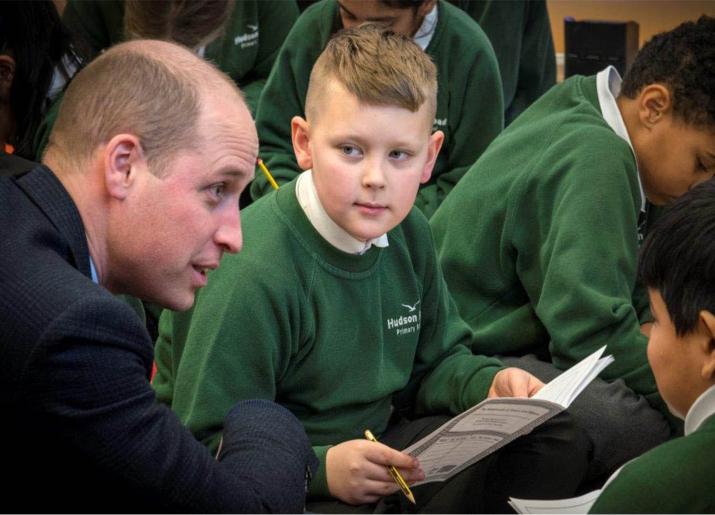 Prince William and pupils from Hudson Road Primary School at Live Tales, Sunderland