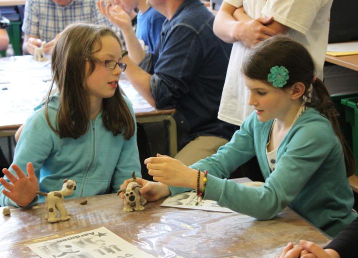 Young People making Gromit Models 