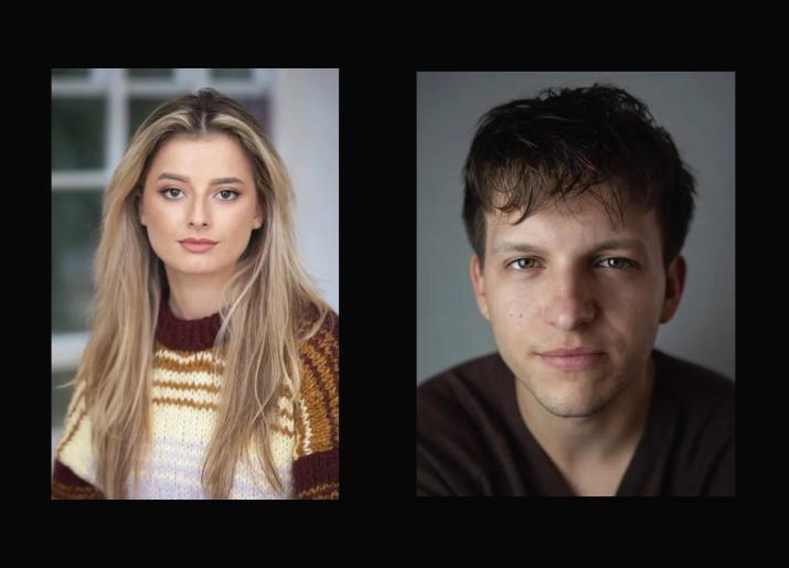 Headshot photographs of Caitlyn Barber and Luke Hammond both looking to camera