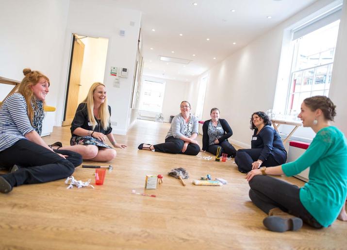 Teachers CPD group sitting on floor