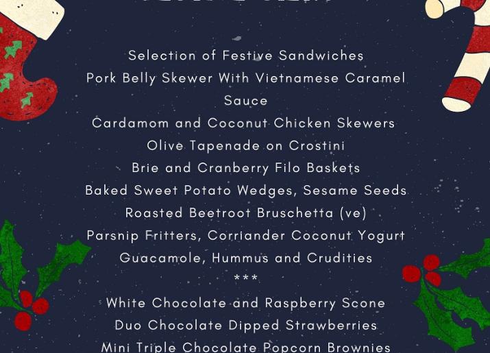 Menu of Christmas food for party night