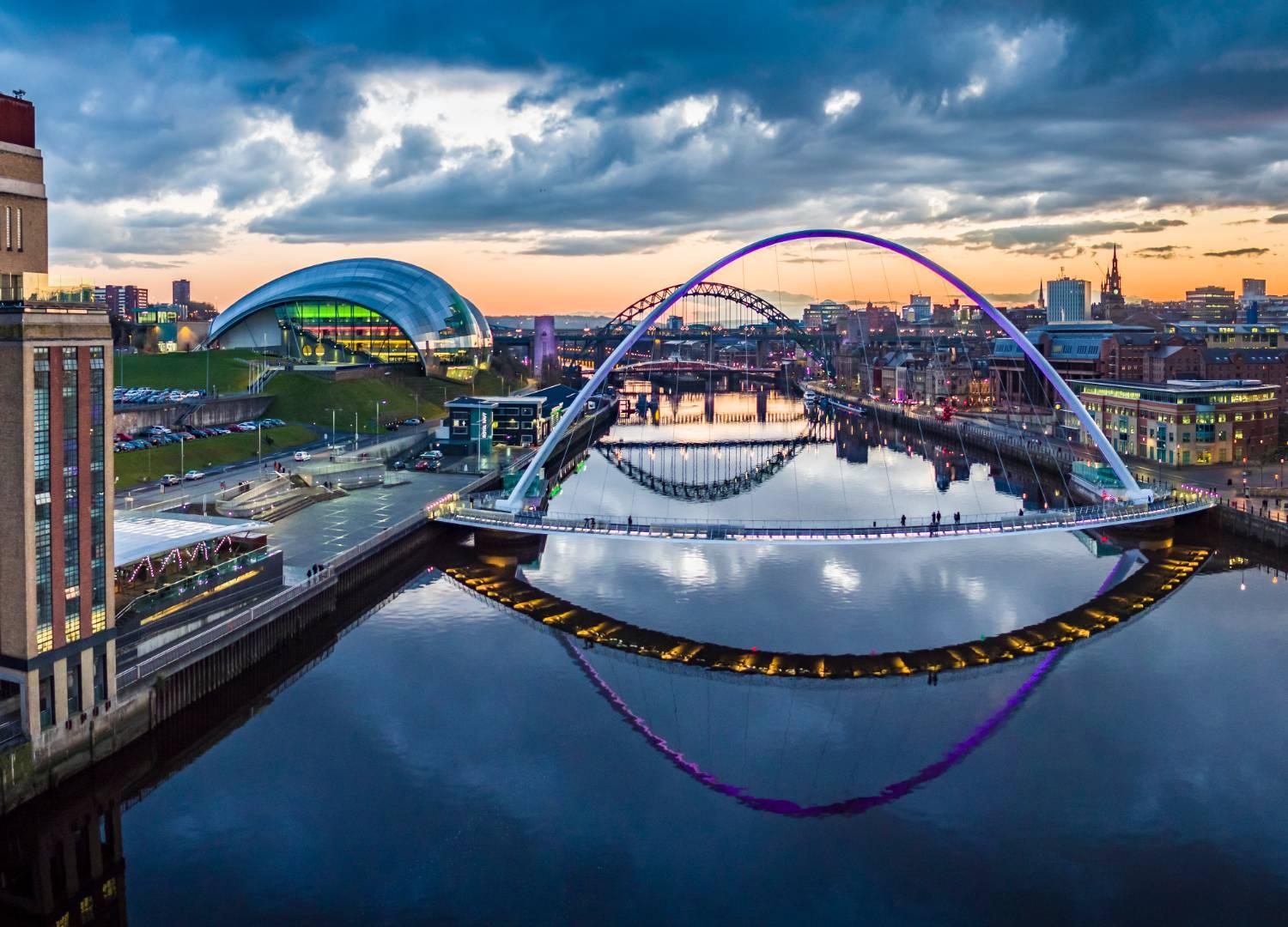 A photograph of the River Tyne and its bridges